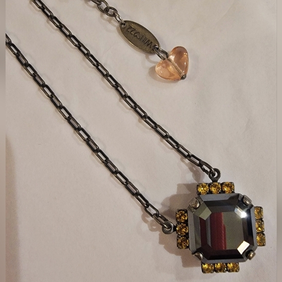 Sabika Winter 2022 Square Grace Necklace Grey Black Gold Shadow Dark Antiq Chain - Picture 3 of 6